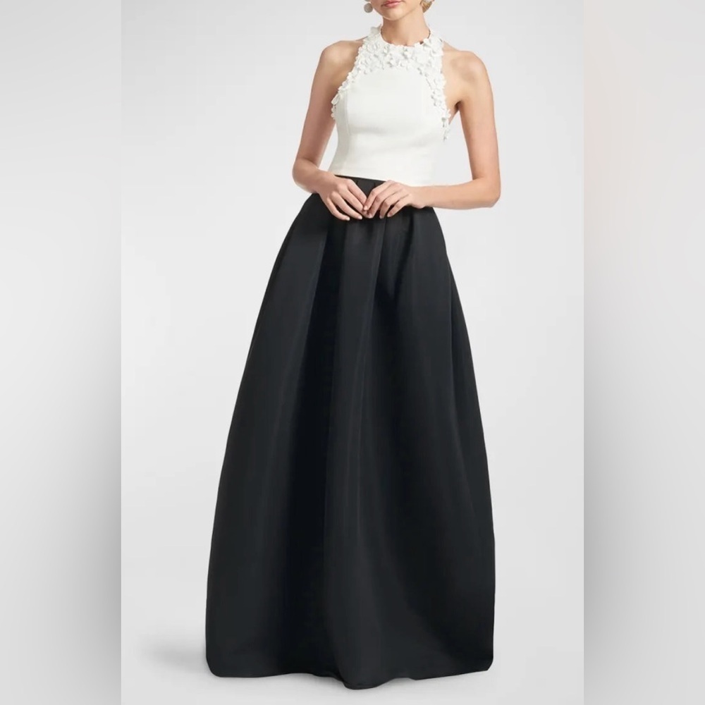 Sachin & Babi -Dominique Pleated Two-Tone Applique Formal Gown Womens Size 6 NEW